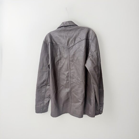 John Varvatos Chocolate Brown Leather Western Insp Sexy Shirt, Button/design - Picture 9 of 9